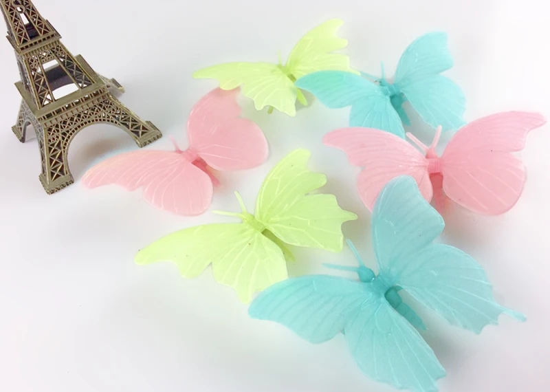 DIY 3D Звезды Луна светится в темноте светящиеся флуоресцентные бабочки Метеор пластиковые наклейки игрушки для детей спальня