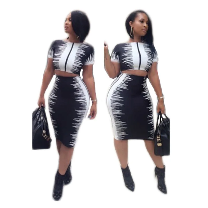 Укороченный топ и юбка комплект Повседневный 2 шт. костюмы для женщин Лето 2018 мода