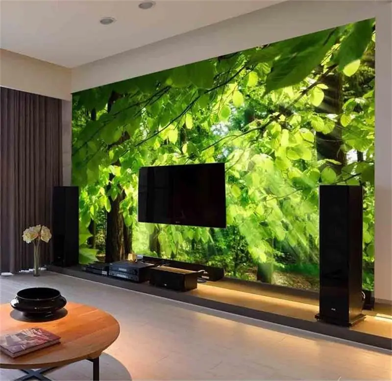 Пользовательские 3d фото обои гостиной росписи зеленый лес пейзаж картина Диван