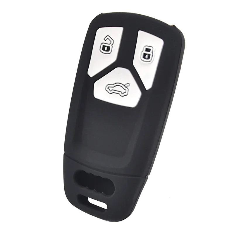 AX For Audi A4 allroad B9 Q5 Q7 TT TTS 2016 2018 Silicone Key Case Cover Keyless Fob Shell Skin Keyring Chain Holder Protector|key silicone