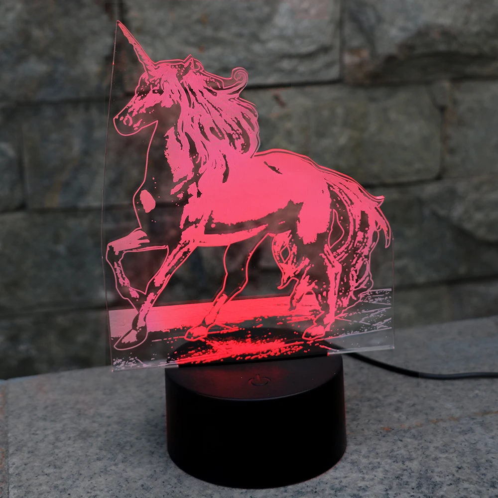 Новый творческий Единорог настольная лампа 7 цветов Изменение Настольная 3d