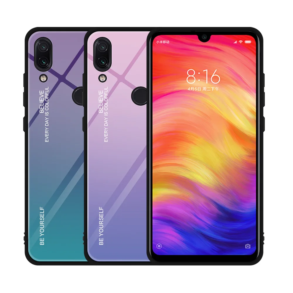 Чехол для телефона из закаленного стекла Xiaomi Redmi Note 7 5 Pro Mi Play 8 градиентный Мягкий