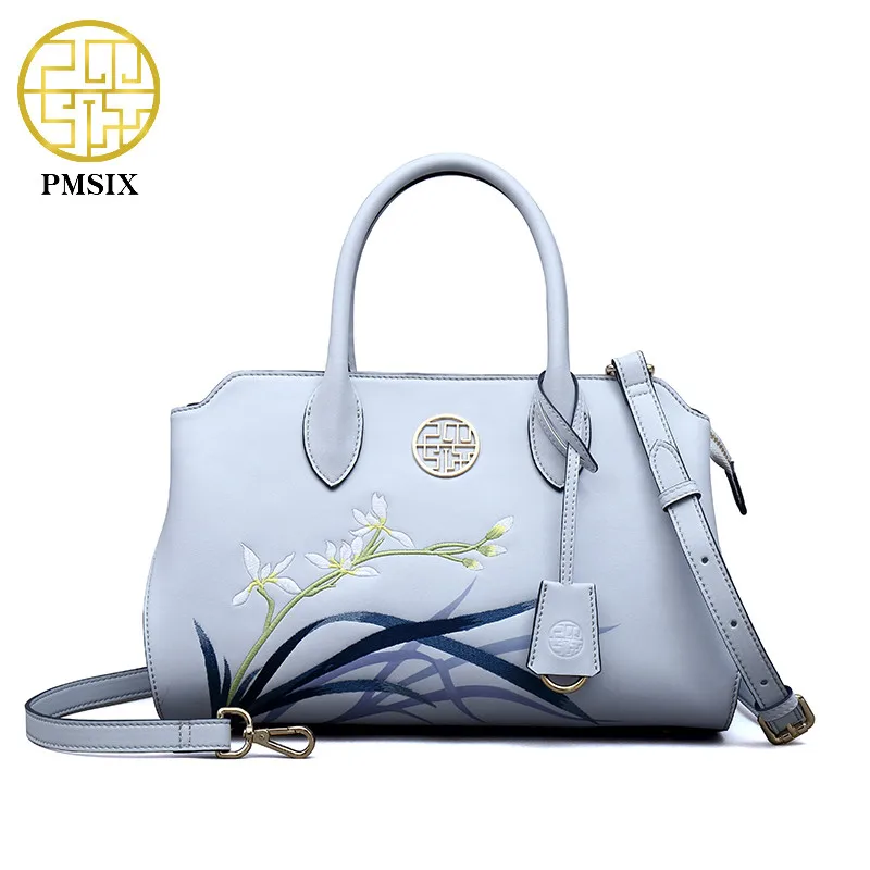 Дизайнерская женская кожаная сумка с вышивкой Pmsix модная роскошная мессенджер