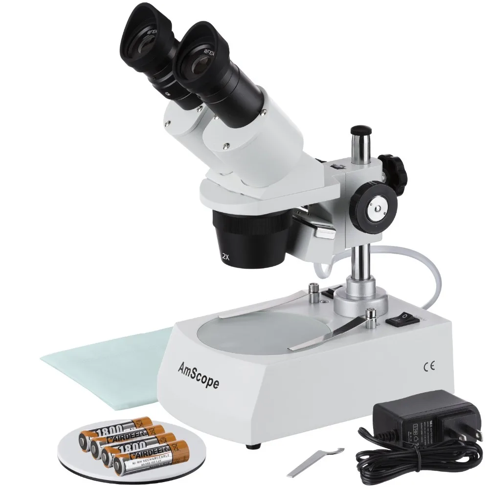 AmScope беспроводной светодиодный верхний и нижний свет Стерео микроскоп 20X 40X SE306R P