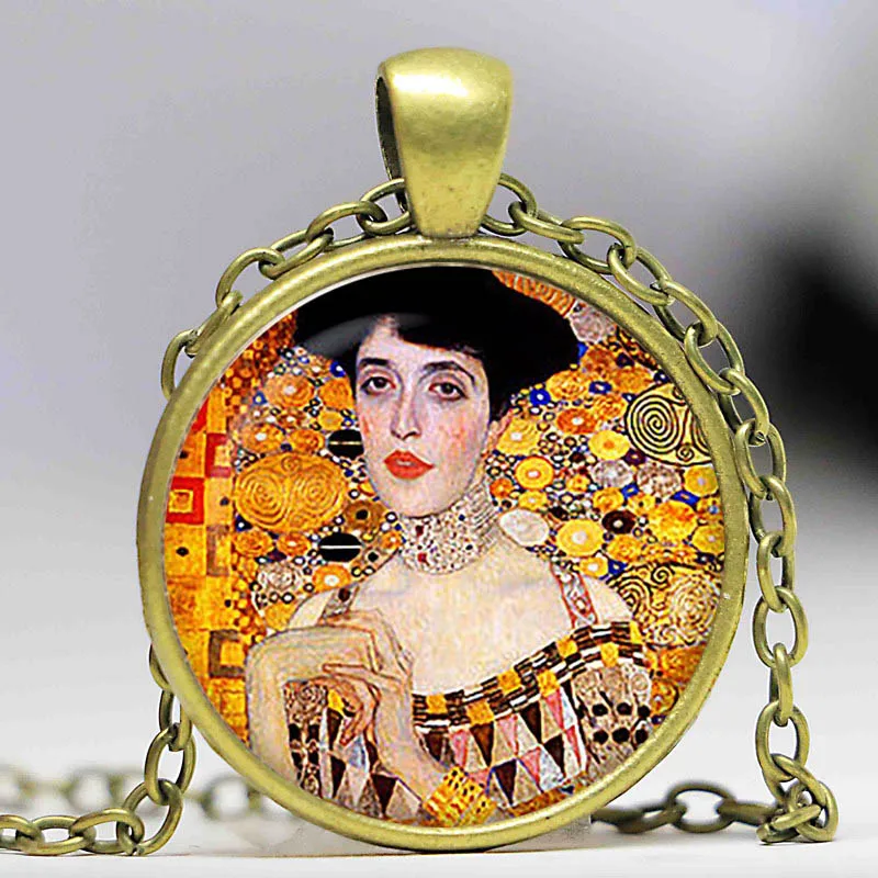 Художественный кулон Portret van Bloch-Bauer I Gustav Klimt. Художественное ожерелье.
