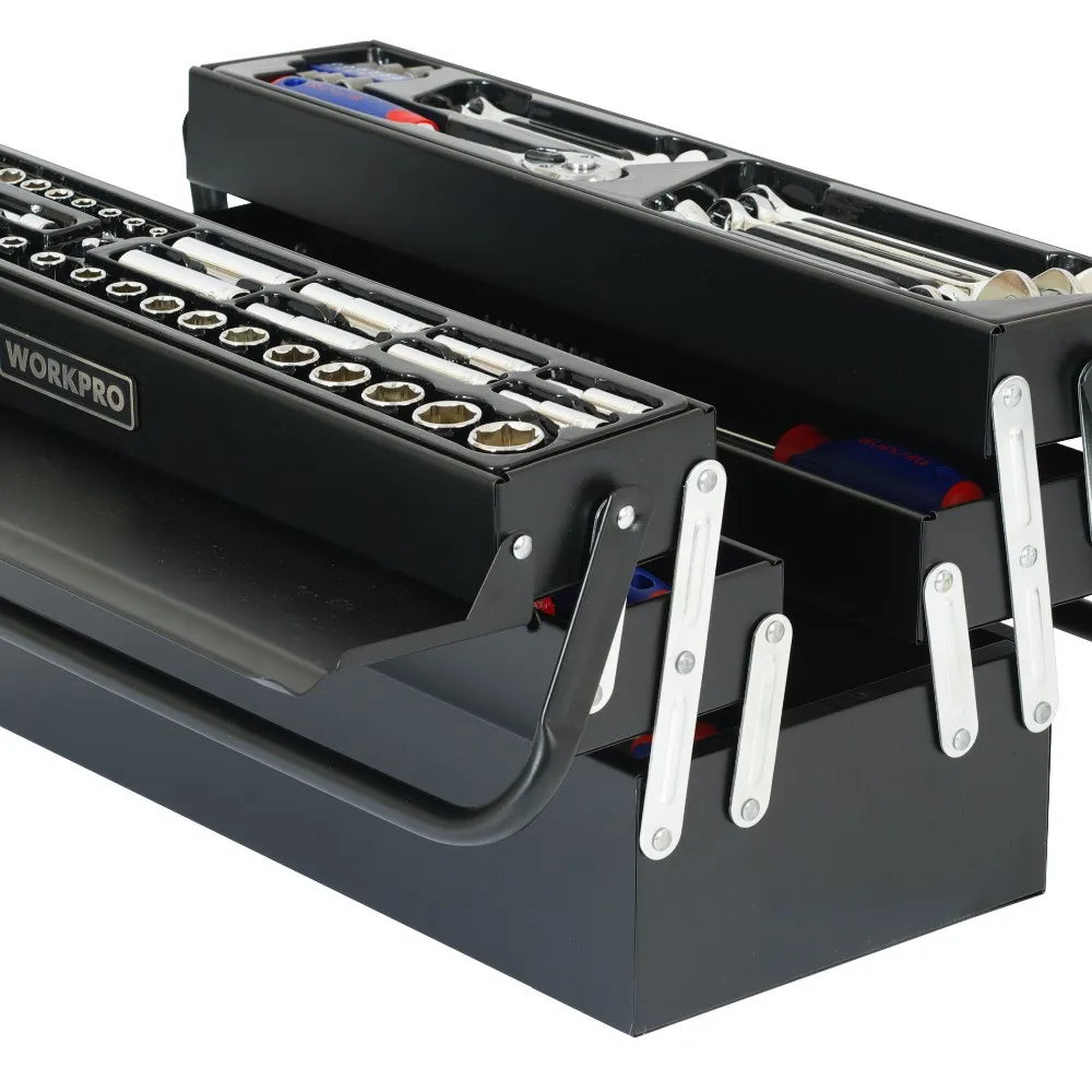 WORKPRO 183 шт. Набор инструментов для дома металлический ящик для инструментов набор ремонтных инструментов Набор отверток Набор торцевых головок