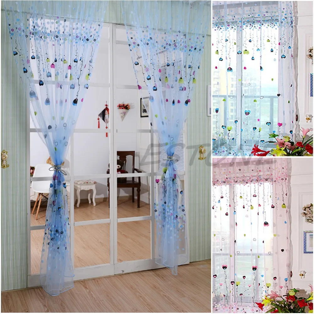 Лидер продаж милый баллон с сердечками тюль вуаль балкон детская спальня окно