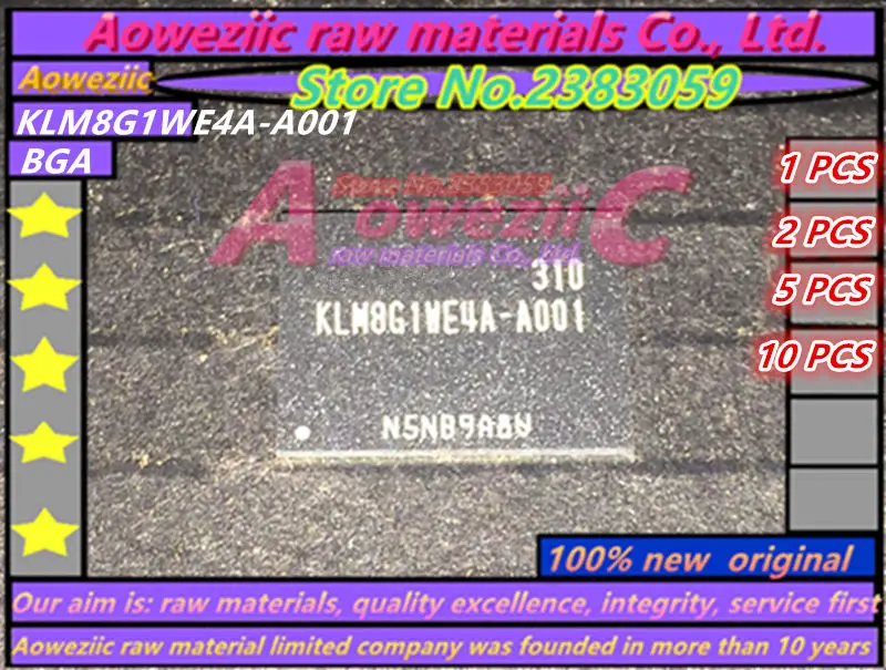 

Aoweziic 100% new original KLM8G1WE4A-A001 BGA Memory chip EMMC memory 8GB KLM8G1WE4A A001
