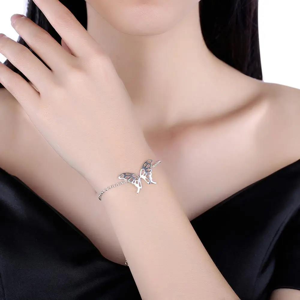 Браслеты из стерлингового серебра 925 пробы с сердечками и бусинами