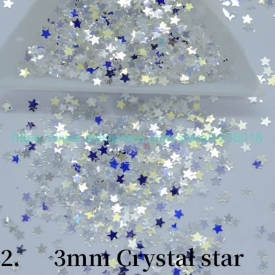 2) 3mm Crystal star 25g3-5mm в виде звезды луны сердца форма сливы пайетки с блестками для лица/ногтей маникюр/Шитье/свадебные конфетти украшения аксессуар - Цвет: 2) 3mm Crystal star