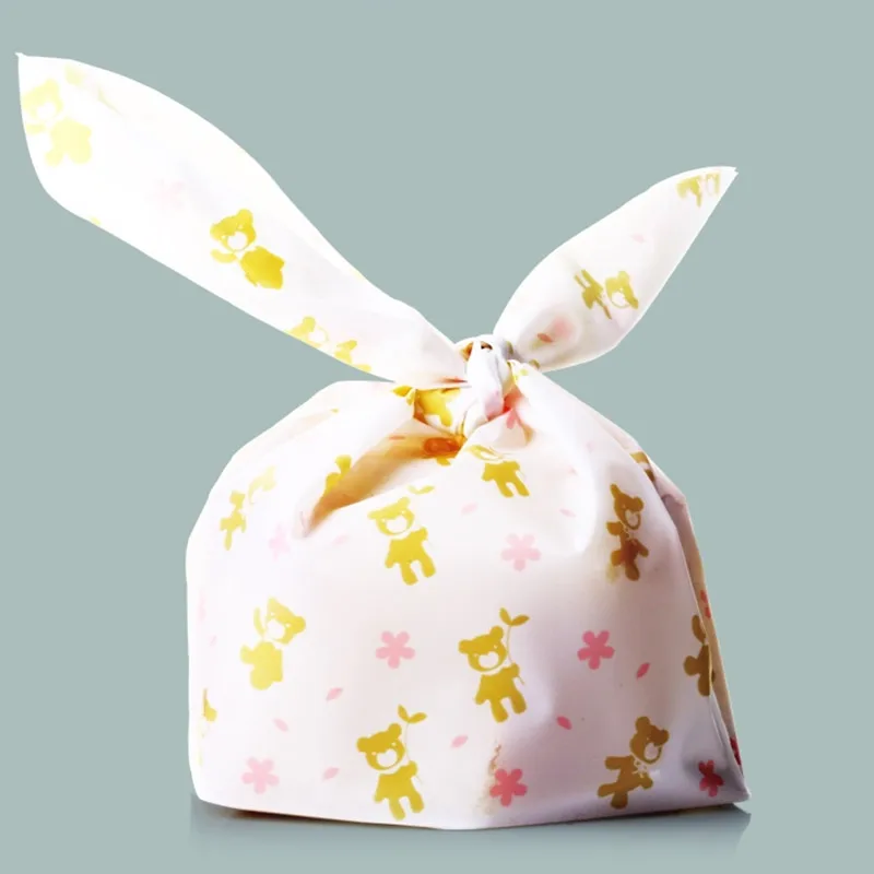 50 шт розовый лист мини медведь с кроличьими ушами для печенья мешки пластиковые