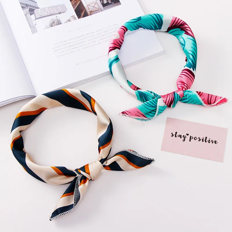 Модный женский элегантный квадратный шарф 50*50 см с винтажным принтом повязка для