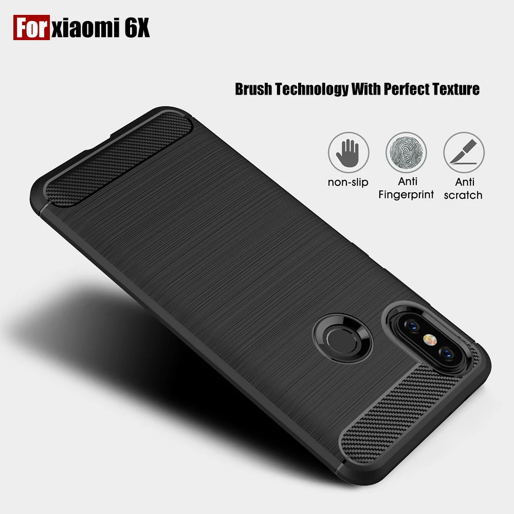 Мягкий чехол Tomkas из ТПУ для Xiaomi Mi 6X силиконовый мягкий углеродного волокна с