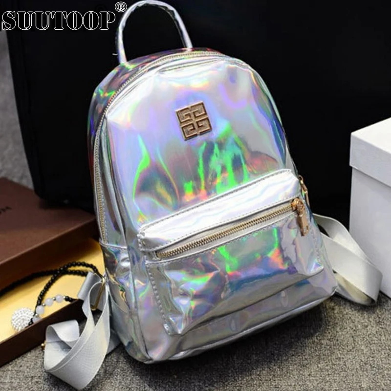 Голографический рюкзак mochilas feminina, женский серебряный Голографический лазерный мужской рюкзак, кожаный рюкзак, школьные сумки zaino