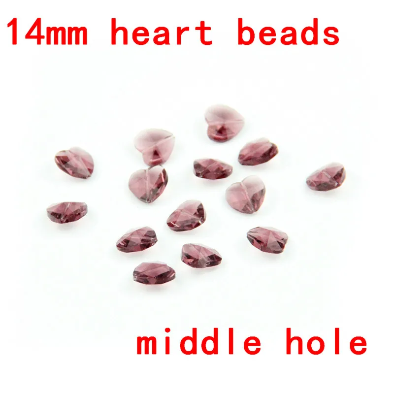 Бесплатная доставка 2000 шт./лот 14 мм Аметистовые хрустальные сердца бусины в одном