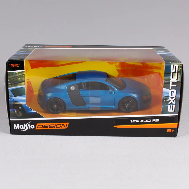 Модель автомобиля Maisto Audi R8 1:24 литой под давлением игрушка черного и синего цвета