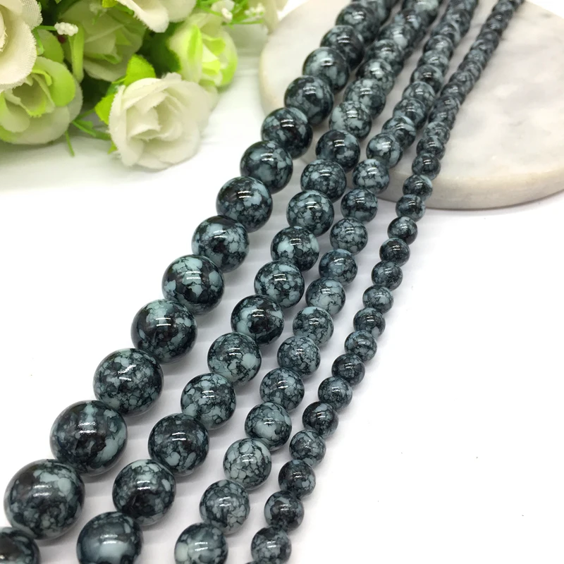 Grey 6 8 10 12 мм стеклянные бусины Круглые бусины аксессуары для изготовления ювелирных изделий Браслеты Nacklace DIY - Цвет: Grey