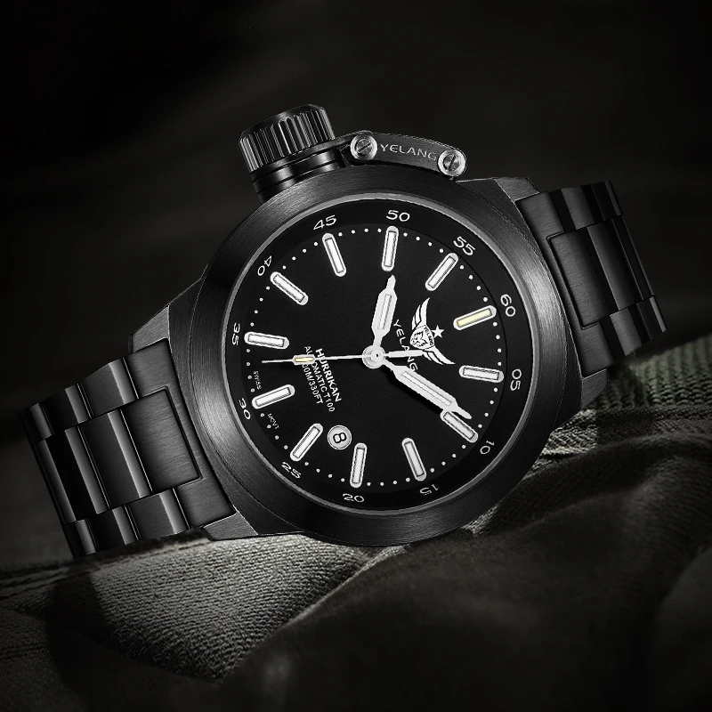 Часы YELANG V1022 T100 Tritium светящиеся армейские мужские автоматические механические