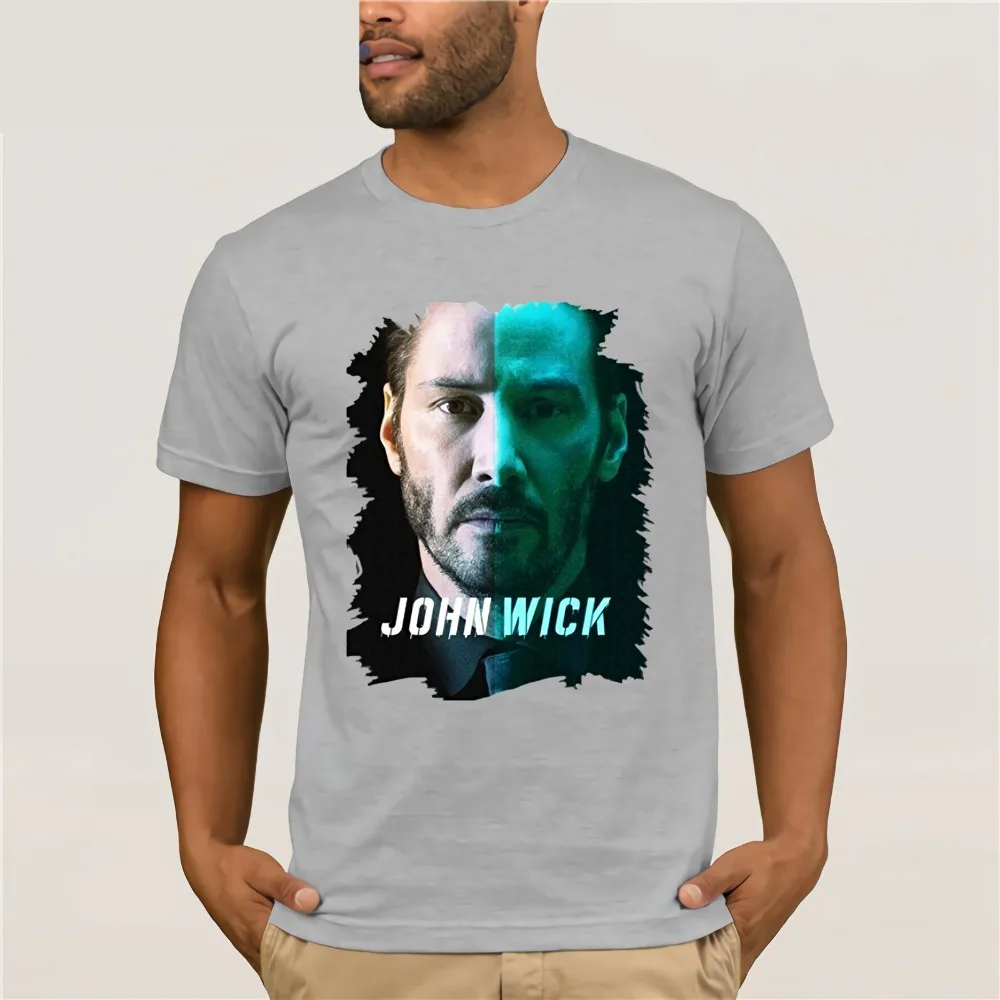 Herrys Мужская футболка John Wick Keanu Reeves серая летняя крутая с коротким рукавом модная