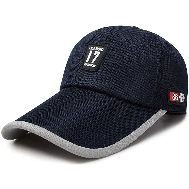Navy blue Унисекс Спортивная Мужская Женская Повседневная Кепка для рыбалки, уличная бейсболка с длинным козырьком, летняя сетчатая Кепка для папы, солнцезащитная Кепка s - Цвет: Navy blue