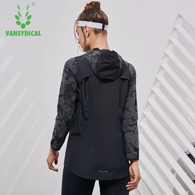 Vansydical Спортивная ветровка женские куртки для бега йоги уличная фитнес тренировочная спортивная одежда топы Светоотражающая застежка толстовки