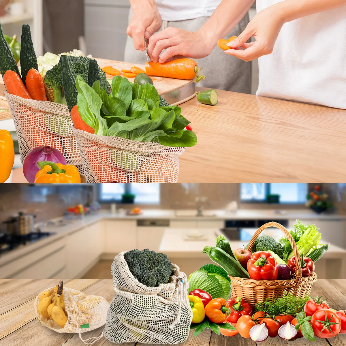 

6pcs/lot Washable Reusable Produce Bag Natural Organic Cotton Mesh Shopping Bag for Fruits and Vegetables