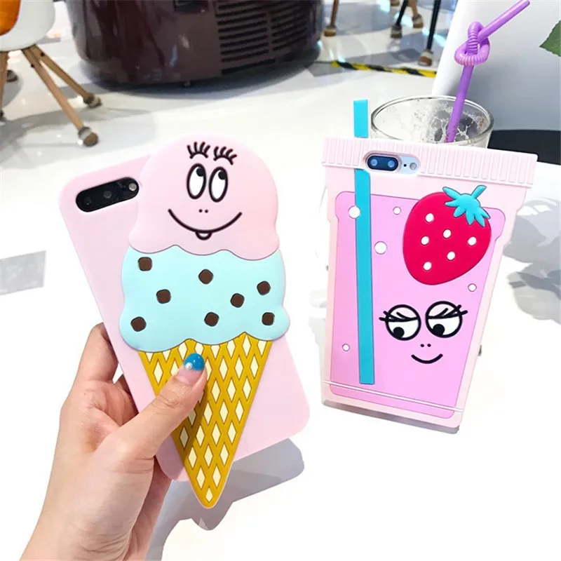 Мобильный Телефонные Чехлы Прекрасный Les Barbapapa с рисунком мороженого клубничный