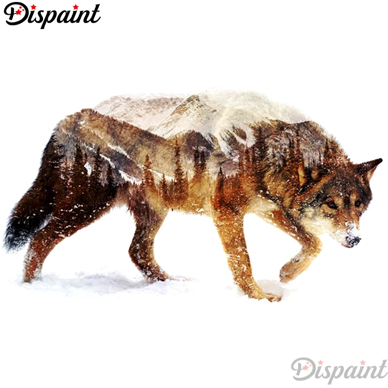 

Dispaint Full Square/Round Drill 5D DIY Diamond Painting "Wolf scenery" Embroidery Cross Stitch 3D Home Decor A12590