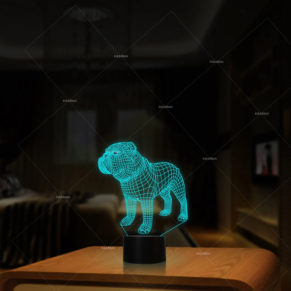 Дизайн Bulldog 3D настольная лампа led 7 меняющихся цветов декор комнаты освещение как сувениры ночные светильники для детей