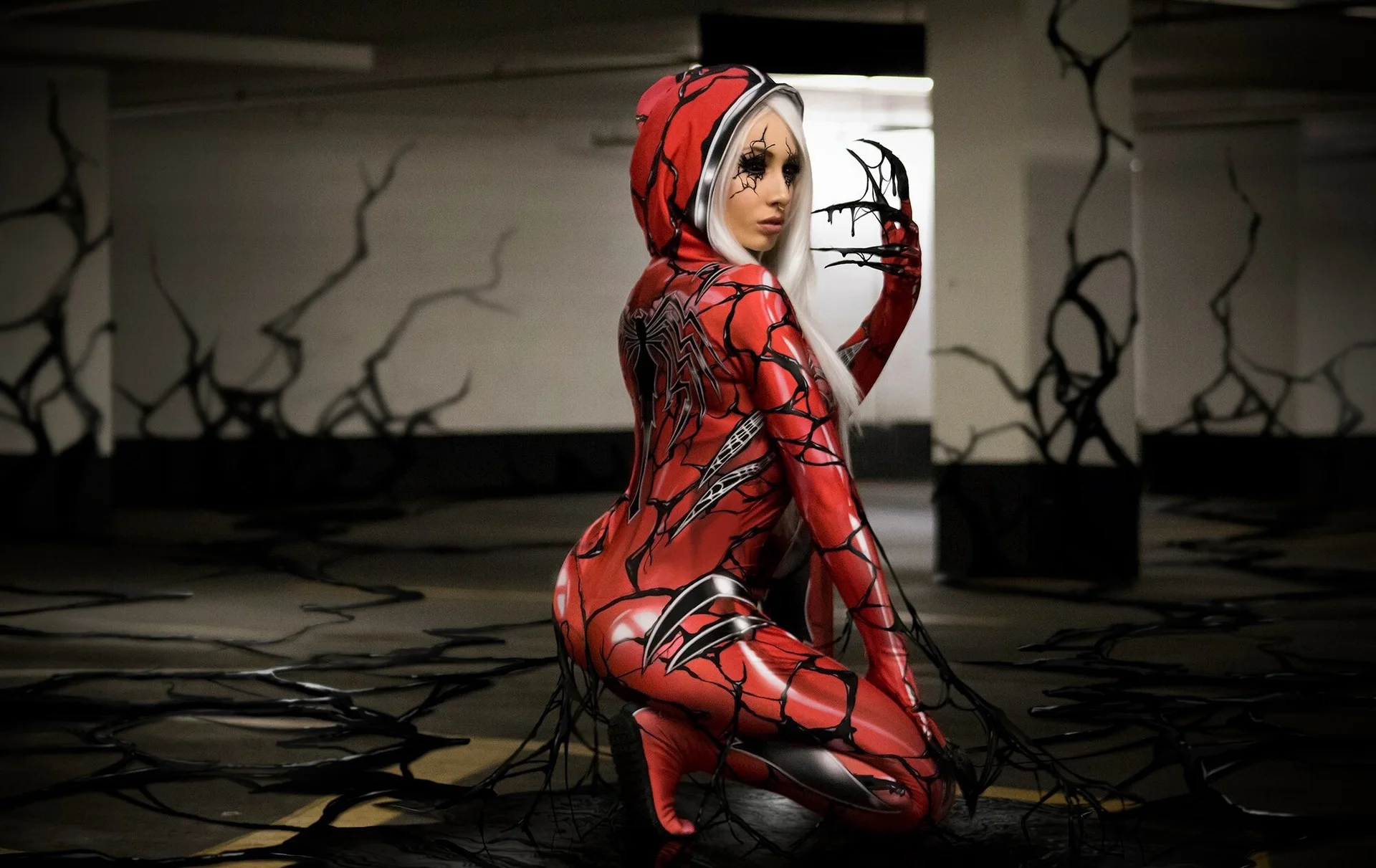 Gwenom Gwen Spide-rman Высококачественная женская шапка для косплея Человека-паука Гвен с L body кальсоны love live cosplay