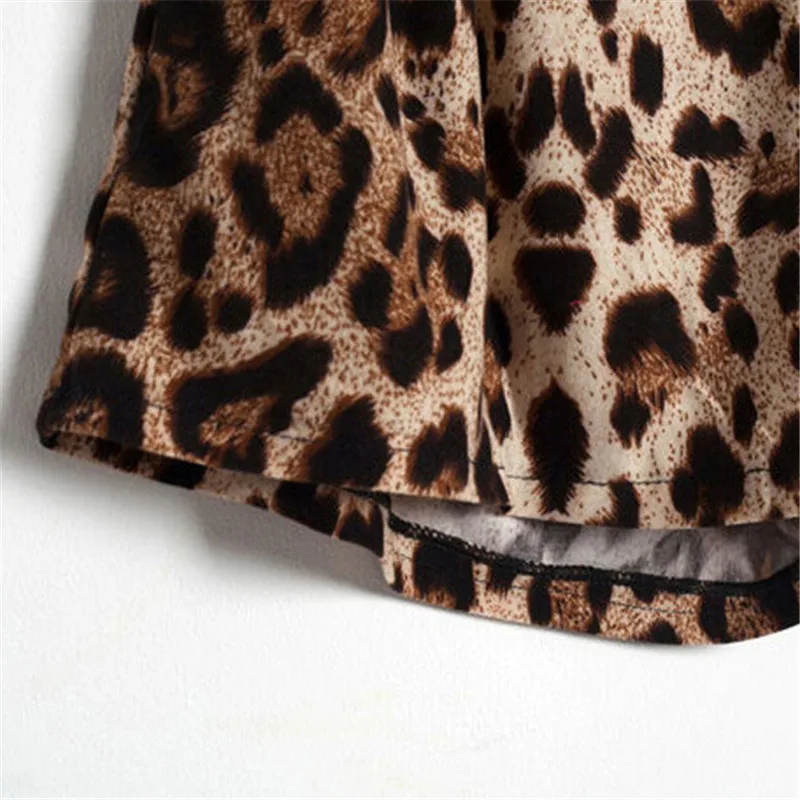 

YGYEEG Summer Fashion Women Sexy Leopard Printed Shorts Female Stretchy Elastic Waist Shorts Mid Elastic Waist Short Trousers