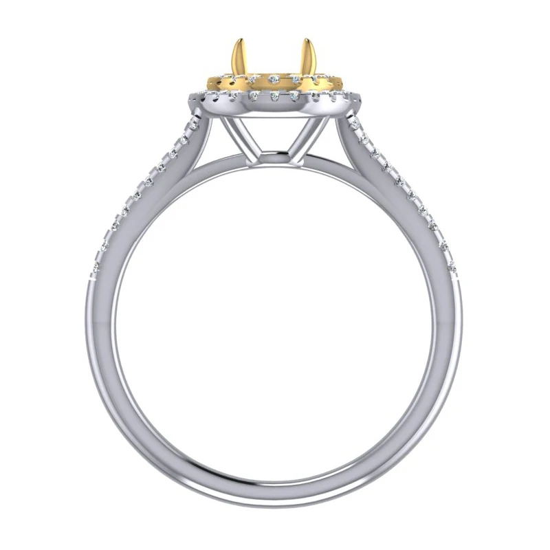 Caimao 14k белое и желтое золото 5x7 мм Овальный 0.36ct Сплит хвостовик двойной Halos