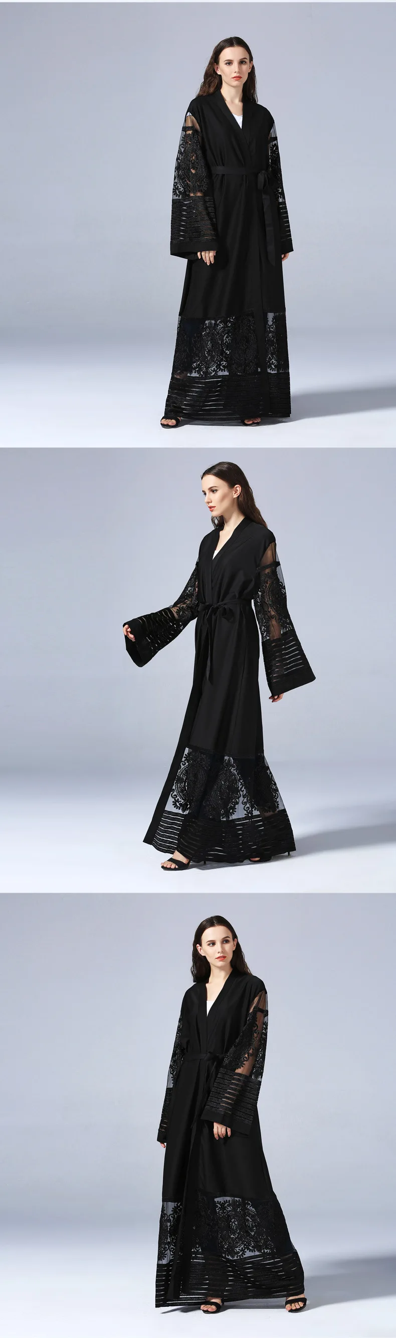 Большие размеры, Осенние Блузы Mujer De Moda abaya, женские длинные шифоновые кружевные кимоно Mujer Roupa, корейская модная одежда, LJ257