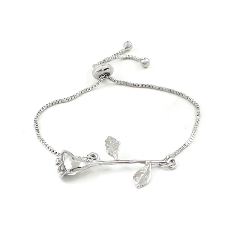 Модный браслет с розовыми цветами золотой и серебряный розовое золото трехром