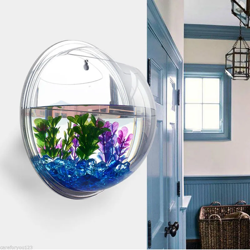 

Home Semicircular Wall Hanging Vase Acrylic Hydroponic Terrarium Fish Tank Plant Flower Home Decor Wedding Decoration