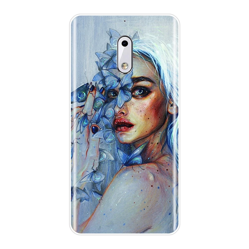 TPU Soft Silicone Phone Case For Nokia X6 7 Plus Art Girl Yellow Aesthetic Abstract Flower Back Cover 1 2 3 5 6 8 | Мобильные