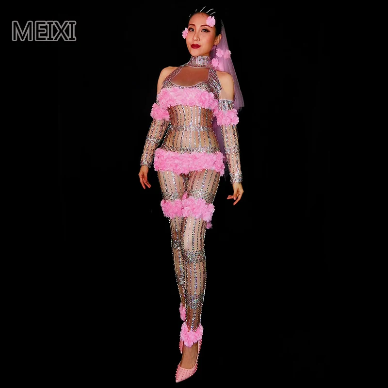 Блестящие маленькие розовые бриллианты Стразы для бара ночного клуба певицы