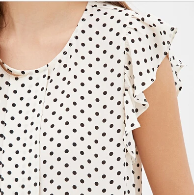 Женская блузка в горошек Fun оранжевая Повседневная Блузка с принтом и оборками на