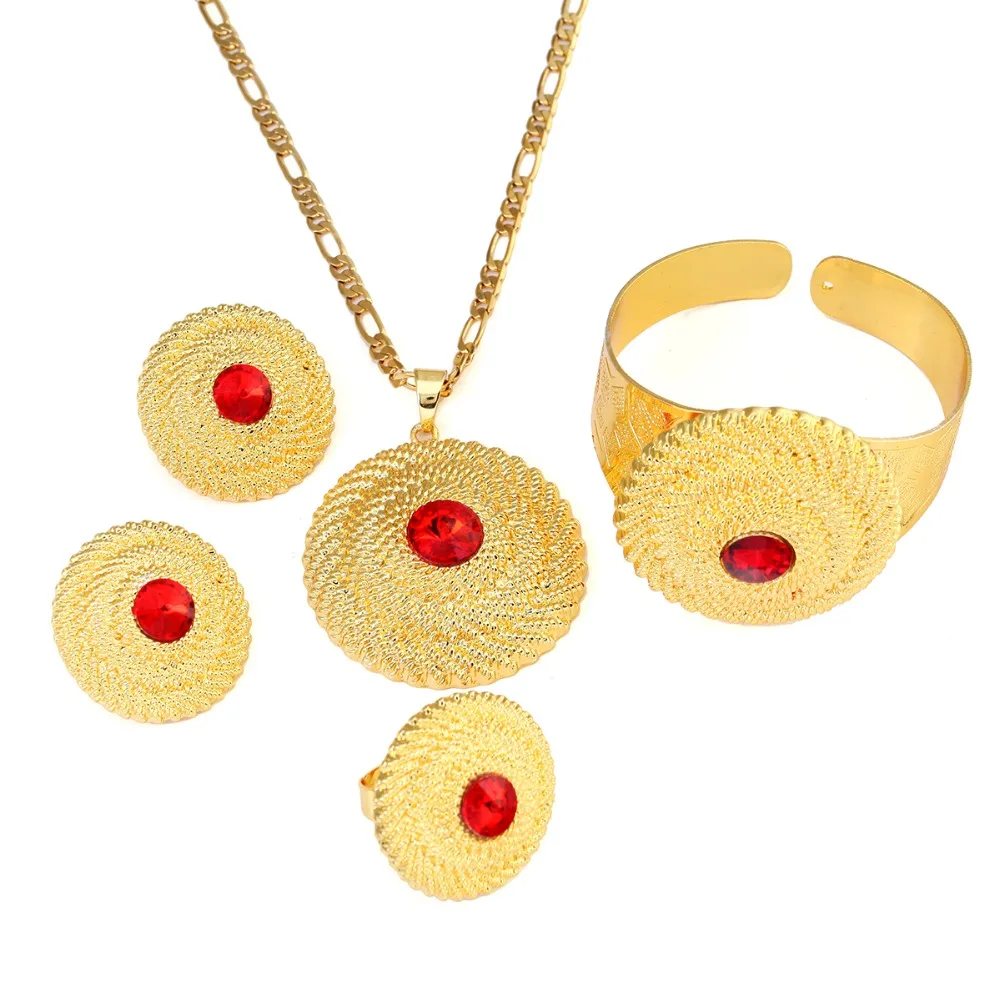 Ожерелье серьги браслет Дубай золотые ювелирные наборы золотой цвет Средний
