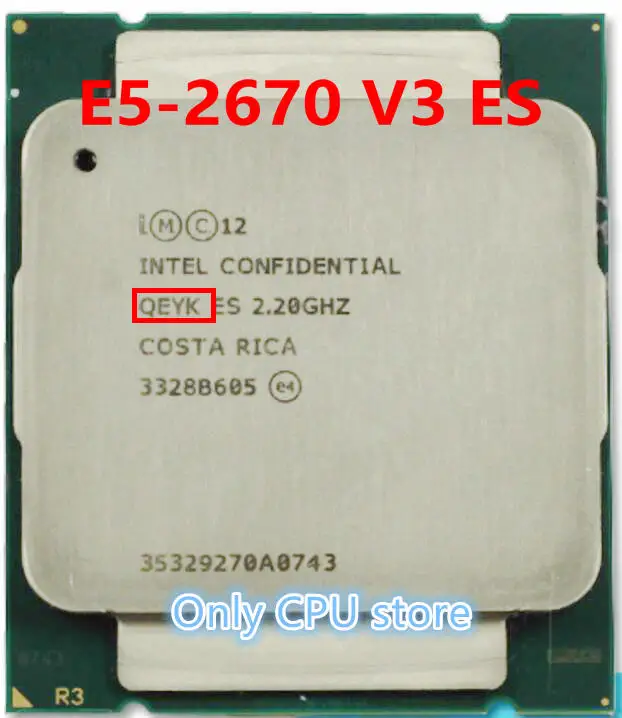 Оригинальный процессор Intel Xeon ES version QEYK 2 20 ГГц 30 м 12 ядер 22 нм E5 2670V3 для 2670V3|intel xeon|xeon