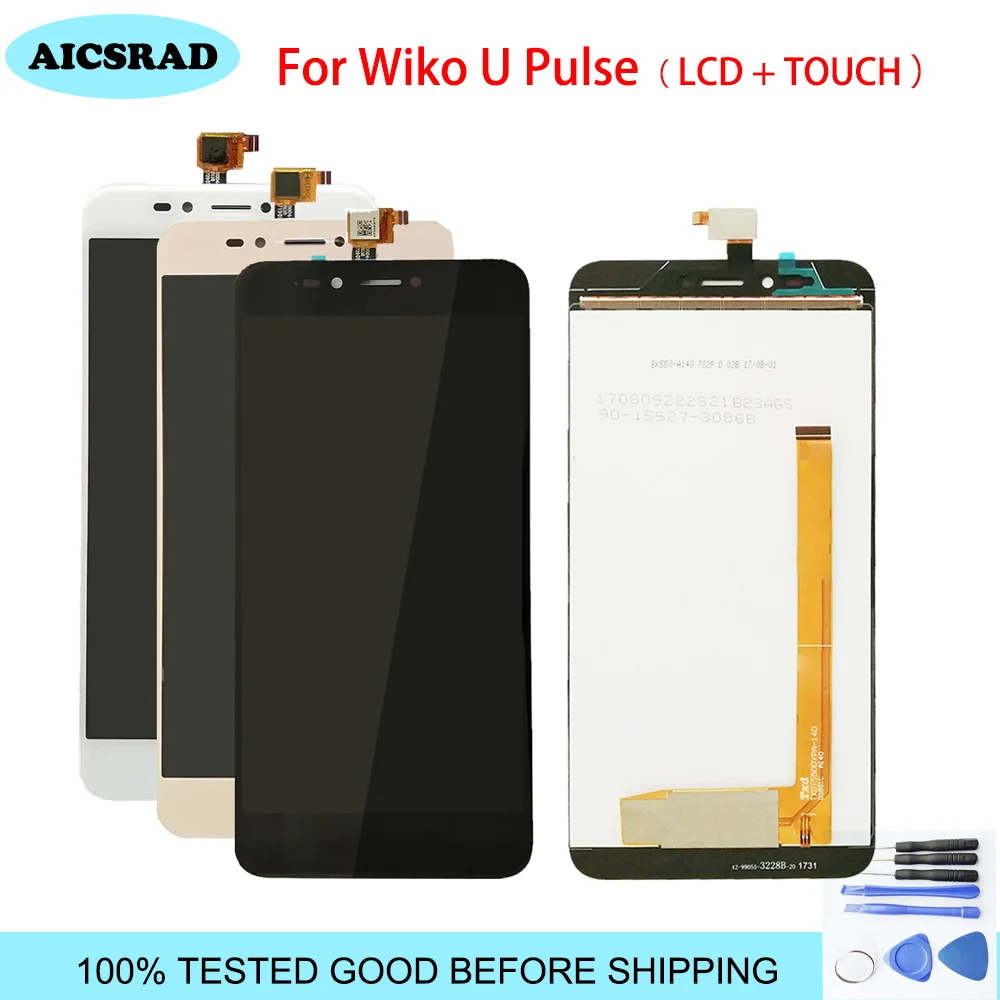 Черный белый золотой 5 дюймов для Wiko U Pulse LCD с сенсорным экраном стеклянная панель