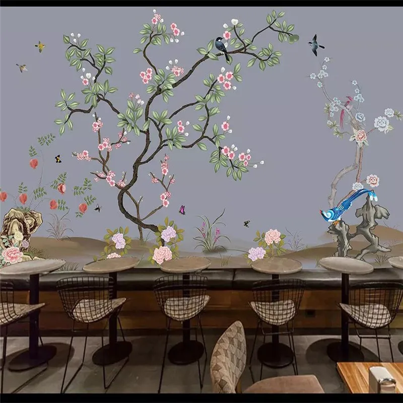

Custom 3d wallpaper modern minimalist fashion flower and bird sofa living room bedroom large background wall