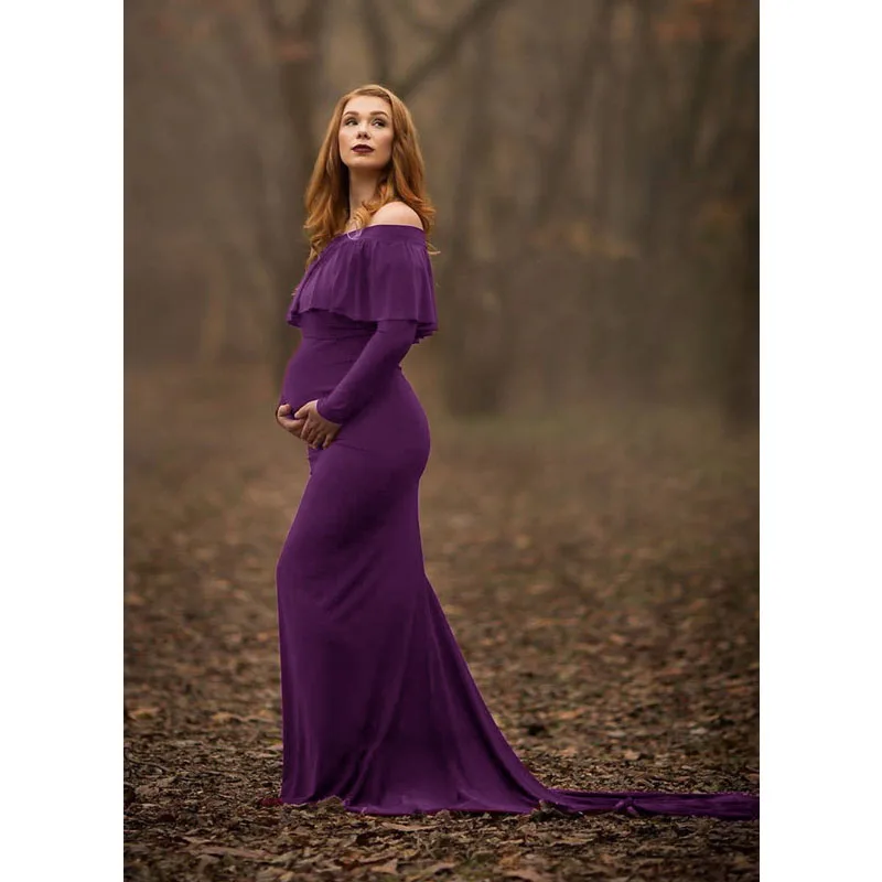 

Photography Shoulderless Trailing Pregnancy Dress Maternity Dresses For Photo Shoot Vestidos Robe Grossesse Shooting Photo Dress