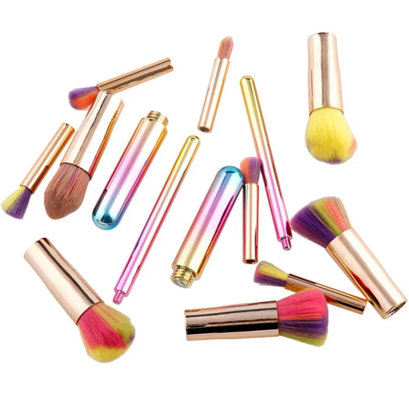 Градиентные блестящие кисти для макияжа с ротационной ручкой красивые волос Kakubi