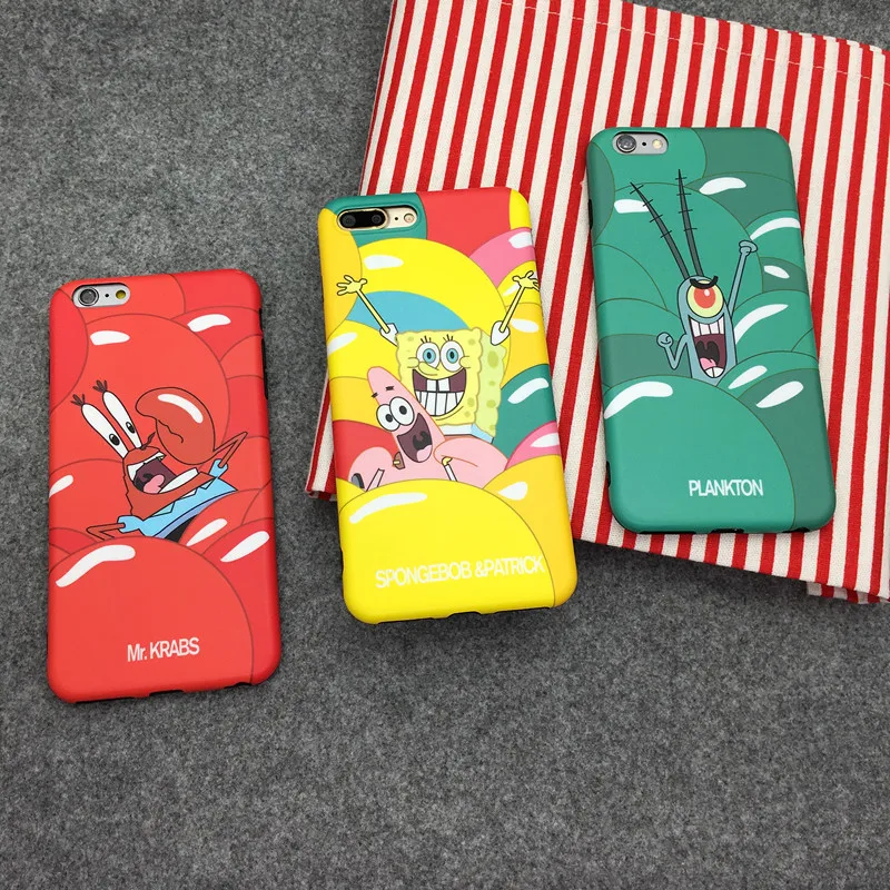 For iPhone X Cute SpongeBob Case Cartoon Mr.Krabs Soft matte back phone cover 7 7plus 8 8plus 6 6S 6Splus |