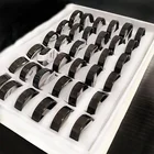 Кольцо из нержавеющей стали для женщин и мужчин, простое массивное ювелирное изделие в стиле бохо, черного цвета, без коробки, 36 штук, разные размеры