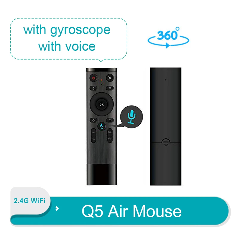 Q5 Wireless Air Mouse Voice Control 2.4G Gyro Sensing Smart Remote with Microphone for Android TV Box Mini PC | Электроника