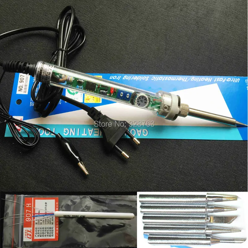 

EU Plug 907 Adjustable Constant Temperature Lead-free Internal Electric 5pcs Soldering Iron TIP 220V/60W Freeshipping