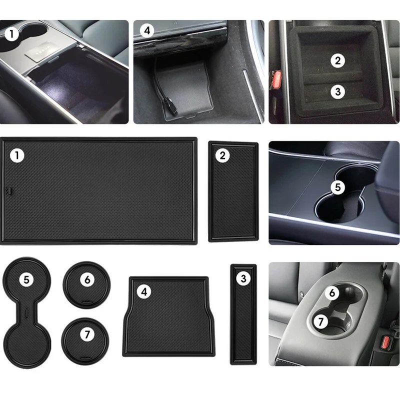 7 шт. Автомобильный Центральный приставка подстаканник аксессуары для Tesla Model 3