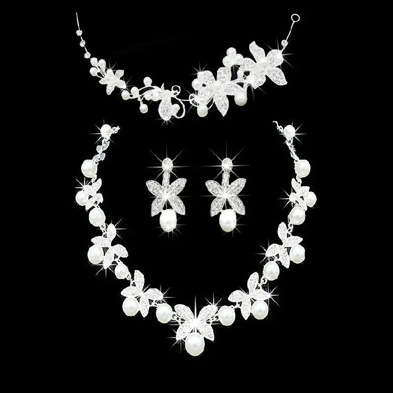 Дизайн от Moda Flor de Cristal Brincos de Noiva, 3 шт., Colares Coroas Tiaras Nupcial Do Casamento Conjuntos de Joias Acessorios